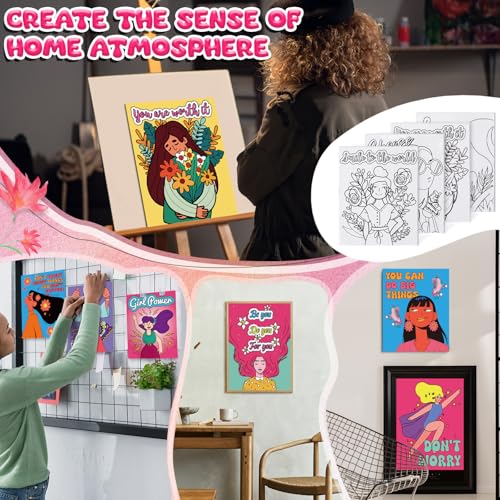 Sherr 140 Pcs 20 Set Pre Drawn Canvas Painting Kit, Feminism - style: Feminism
