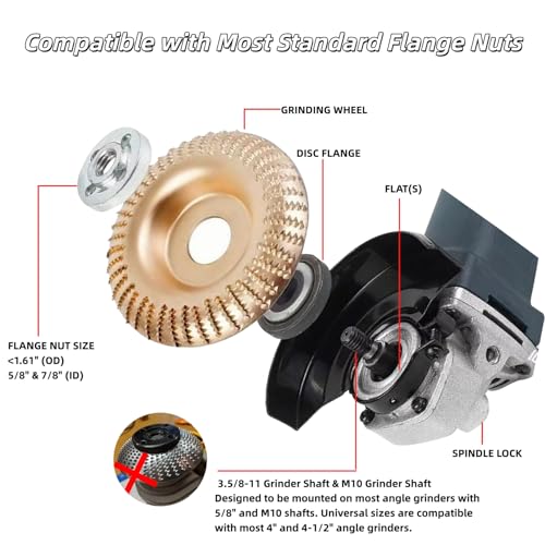 4PCS Wood Carving Disc Set, 5/8" Arbor Angle Grinder Attachment - color: 4 PCS Wood Carving Grinding Disc Set