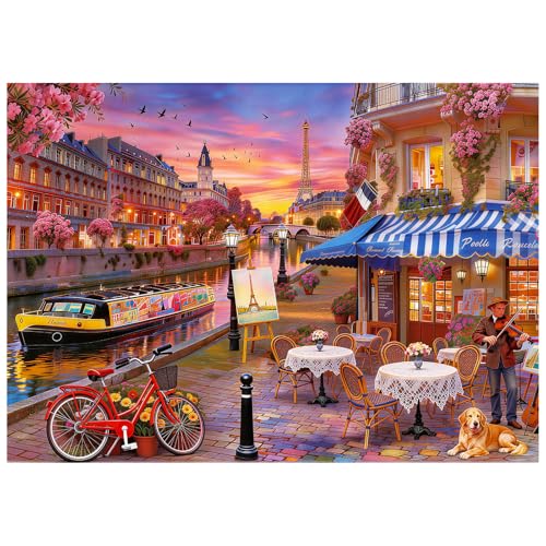 Paris Street Puzzles for Adults 1000 Pieces - color: Romantic Paris Evening