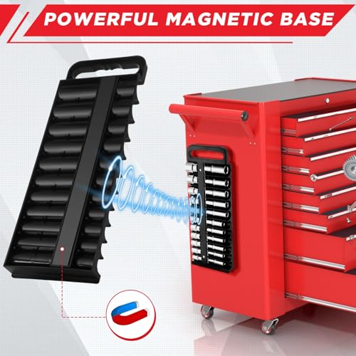 6 Pcs Magnetic Socket Organizer Holder Case Rail Rack for 1/2'', 3/8 '', 1/4'' Drive, Securely Holds 152 Sockets (Black,Green) - color: Black,Green