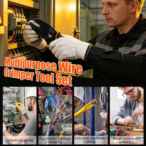 Crimping Tool for Heat Shrink Connectors-AWG 26-10, Ratcheting Wire Terminal Crimper Crimping Pliers Available for Insulated Nylon Connectors and Wire Terminal