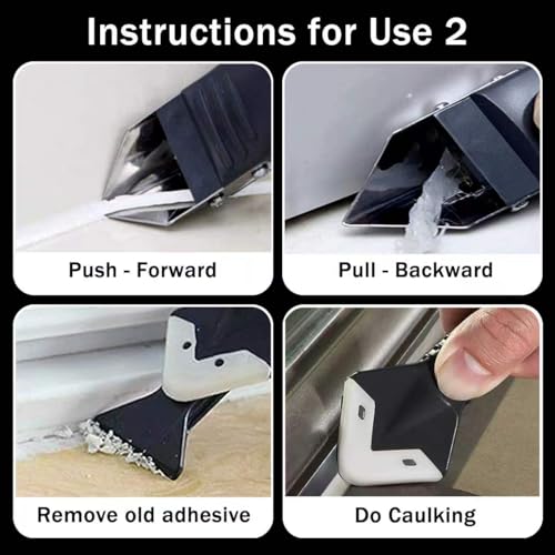 Caulk Remover Tool Set 3 in 1, Silicone Caulking Tool & Sealant Smoothing with 5 Interchangeable Pads, Non-Slip Push-Pull Design – for Bathroom, Kitchen, Tile,bathroom, Window, Sink