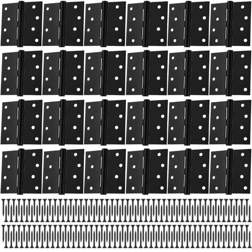 24 Pack Black 4'' Ball Bearing Door Hinges, 4 x 4 Inch Exterior Door Hinge - color: Black
