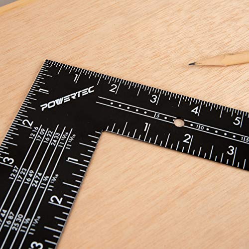 POWERTEC 2PK Framing Square, 16 x 24 Inch Steel Carpenter Square with Rafter Tables, Framing Tools & Right Angle Ruler for Carpenter, Woodworking, Construction (80008-P2) (Pack of 2) - size: 16" x 24" Framing Square, 2pk (Pack of 2)