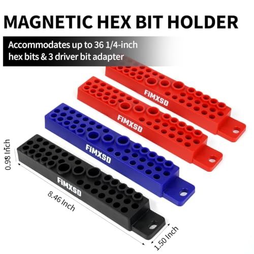 1/4" Magnetic Hex Bit Holder, 39 Holes Bit Storage with Strong Magnetic Base & Wall Mount Holes, Bit Organizer Suitable for Various Tools