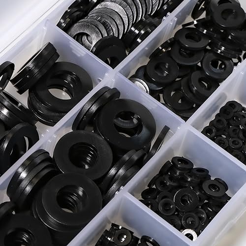Black Nylon Washers Assortment kit for Bolts and Screws, M2 M2.5 M3 M4 M5 M6 M8 M10 M12 Plastic Flat Round Washers Assortment Set 720 Pieces-9 Sizes Nylon Washer Hardware Set - size: M2 M2.5 M3 M4 M5 M6 M8 M10 M12