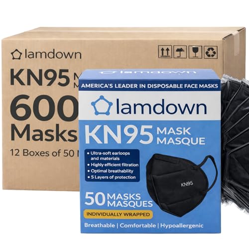 (600-Pack) KN95 Face Masks, Individually Wrapped, Premium Disposable Dust Mask, Black - color: 600 Masks (Black)
