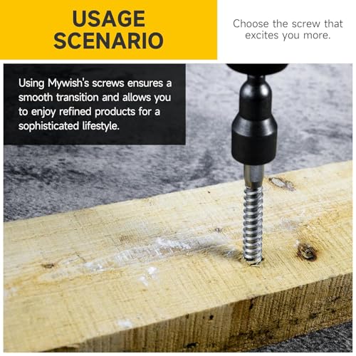 (16Sets) 1/2" x 6" Hex Head Lag Bolts, Heavy Duty Lag Screws with Washers, 304 Stainless Steel Bolts 18-8, Lag Screws Wood Screws, Partial Thread Bright Finish, 1/2 Bolt by Mywish - size: 1/2 x 6" (16 set)