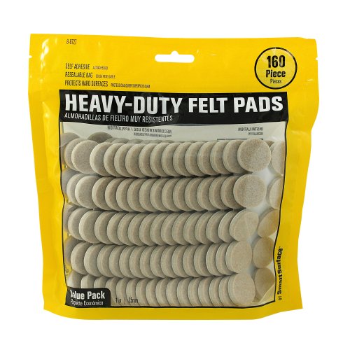 Smart Surface 8727 Heavy Duty Self Adhesive Furniture Felt Pads 1-Inch Round Oatmeal 160-Piece Value Pack in Resealable Bag - color: Beige