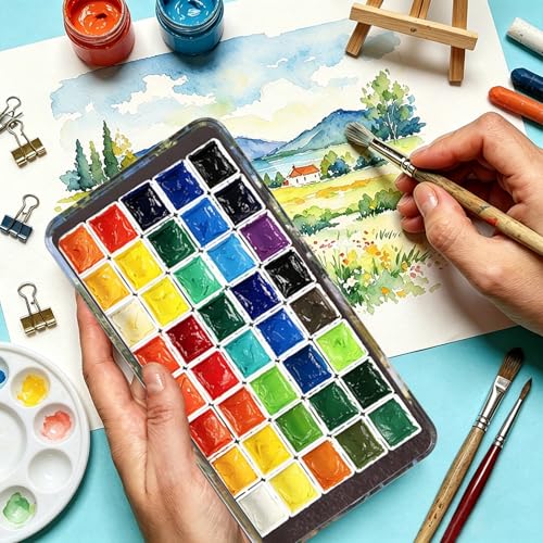 qianshan 40Pcs Empty Half Pans Watercolor Tin Palette with Magnetic Stripe - color: Garden
