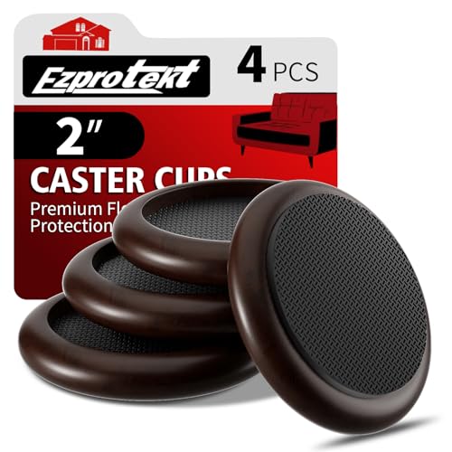 Ezprotekt 2 inch Non Slip Wood Furniture Pads for Hardwood Floors, 4 Pcs Round Anti Slip Furniture Coaster Cups Floor Protectors with Anti-Slide EVA for Chair Sofa Table Bed Couch (Dark Brown) - size: 2 inch