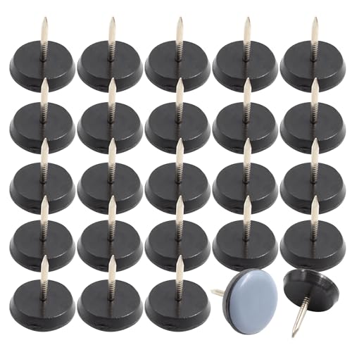 24pcs 7/8" Nail on Furniture Glides Sliders for Wooden Furniture, Furniture Sliders Pads Teflon Furniture Glides Chair Leg Pads Floor Protectors PTFE Moving Furniture Glides - size: 0.87"-24pcs