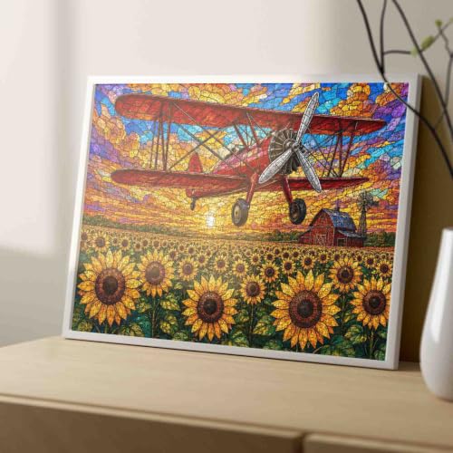 Staind Glass Airplane 1000 piece Puzzle for Adults - color: Sports 10