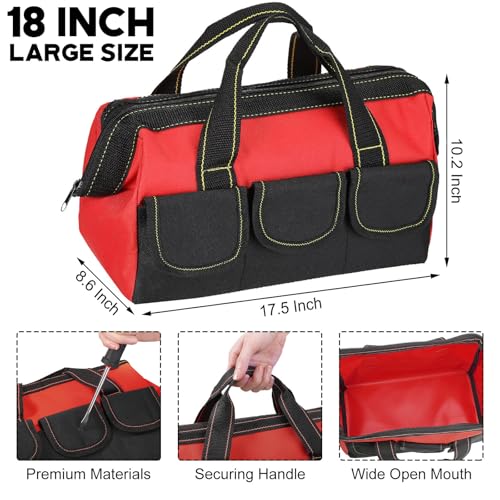 Sanwuta 3 Pack 18 Inch Tool Bags, Classic, Red - color: Red, size: 18 Inch, style: Classic