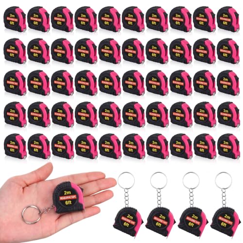 Kanayu 50 Pcs Pcs Mini Measuring Tape with Keychain, 6 ft, Rose Pink - color: Rose Pink, size: 6 ft