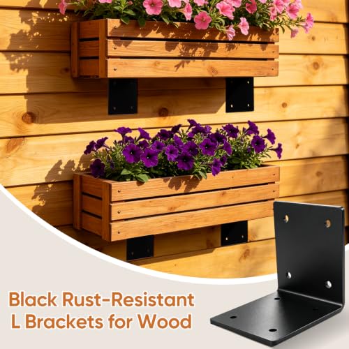 4 Pcs 6"x6"x5" Heavy Duty L Angle Bracket, 6mm, Max Load 300lbs - size: 6×6×5×6