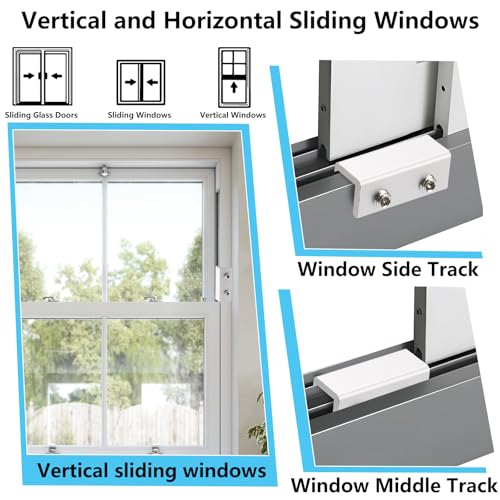 6 Sets Sliding Window Locks with Key, Window Locks for Up and Down Windows, Adjustable Vertical & Horizontal Sliding Door Windows Stopper Lock
