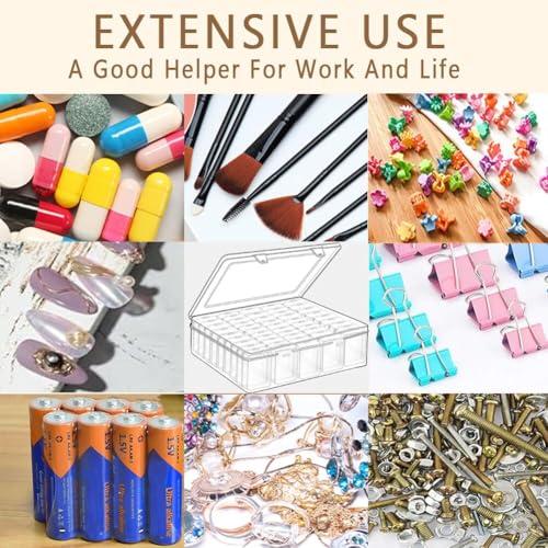 Bead Storage Containers, 92 Clear Plastic Bead Organizer Box With Hinged Lid,Bracelet Making DIY Jewelry Craft Nails, Bracelets, Jewelry, Diamonds, Clay Beads, Screws,1.7x1.38x0.8Inch - color: 2 pack 92pcs(1.7x1.38x0.8Inch)
