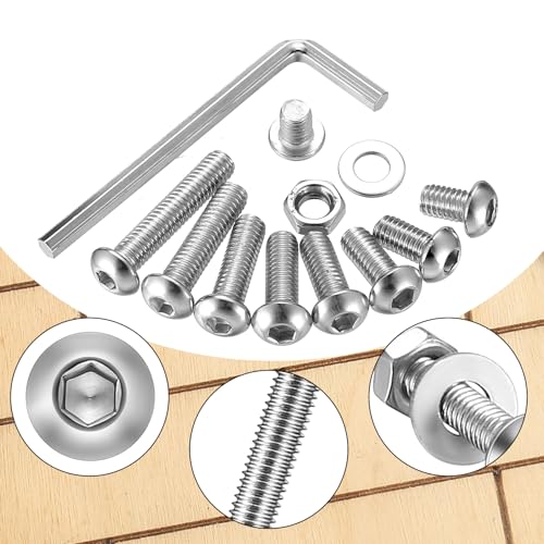 189 Pcs M6 Nuts and Bolts Assortment Kit, Pan Head Machine Screws and Nuts, Hex Button Head Socket Cap Screws Bolts and Nuts and Washers, Stainless Steel Metric Screw Assortment - size: M6
