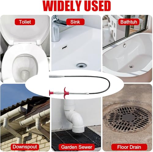 New Upgrade 76 inch Drain Snake Hair Drain Clog Remover Tool - Sink Drain Cleaner for Toilet Sewer Shower Kitchen Bathroom Tub Clogged Drains Opener Cleaning Tool, Flexible Grabber Claw Pick Up Tool - style: 76 in