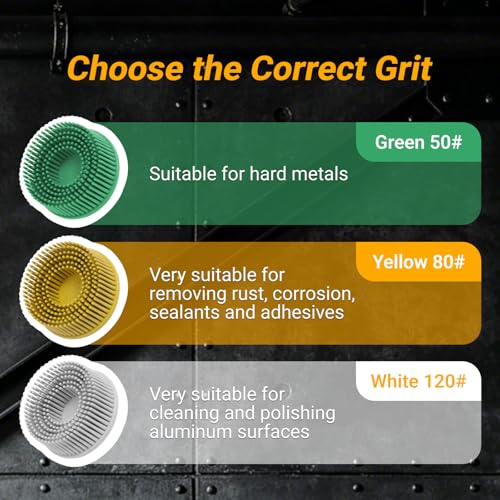 2 Inch Bristle Disc 6pack - 50 Grit with 1/4inch Shank Attachment Abrasive Coating Removal Brush Disc for Metal