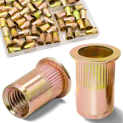 5/16-18 Rivet Nut,60Pcs Zinc Plated Threaded Rivnuts Inserts - color: Yellow, size: SAE 5/16"-18 - 60 Pcs