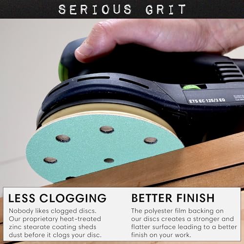 Serious Grit - 5-Inch 9-Hole P120 Grit Sanding Discs - 50 Pack Box - size: 120 Grit