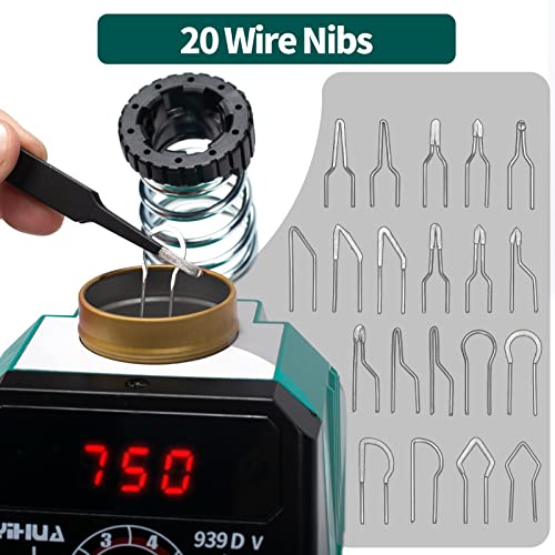 YIHUA 939D-V Wood Burning Kit with Digital Display with 20 Wire Nibs, Detachable Wood Burning Pen, 2 Wood Pieces, Tweezers used as Wood Burning Tool