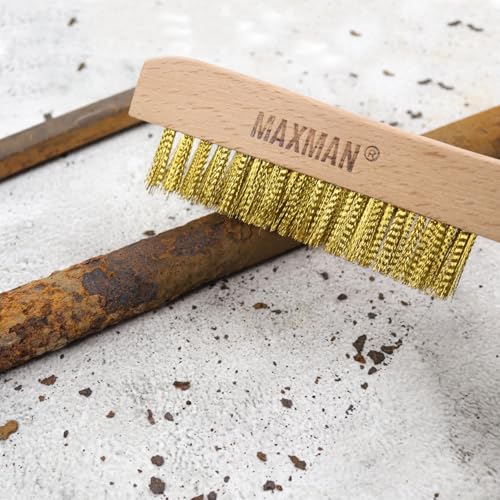MAXMAN Brass Brush 2Pcs, 10" Soft Brass Bristle Brush, Rust/Weld Cleaner - style: 2Pcs Soft Brass Bristle Brushes
