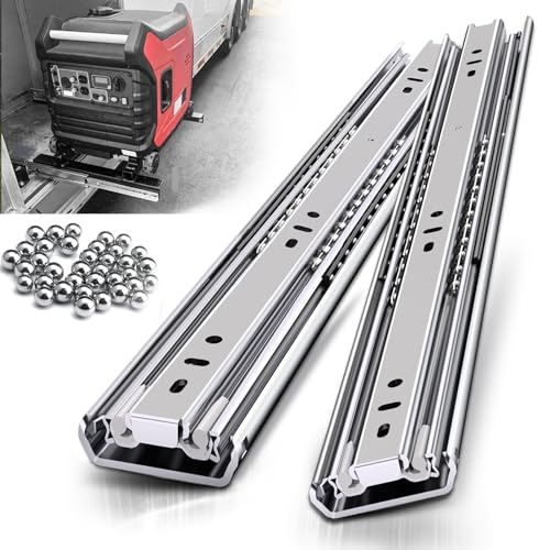 Heavy Duty 22 Inch Drawer Slides, 200 lb Load Capacity, Side Mount, Full Extension, Ball Bearing, Cabinet Tool Box Rail, 1/2" Thick Clearance, 1 Pair - size: 22Inch(N), style: W:51mm