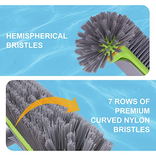 Sepetrel Pool Brush Head for Cleaning Walls,Heavy Duty Inground/Above Ground Swimming Pool Round Scrub Brushes with Premium Strong Bristle & Reinforced Aluminium Back - size: 18" Round