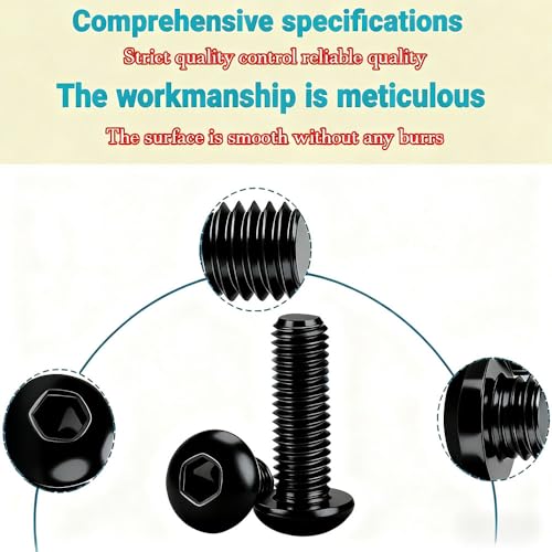 Metuja 20PCS 1/4-20x1-1/2 Button Head Socket Cap Bolts Screws,304 Stainless Steel Rust & Corrosion Resistant with Black Oxide Finish,Full Thread for DIY,Furniture Assembly,Toys & Mechanical Repair - size: 1/4-20 x 1-1/2"