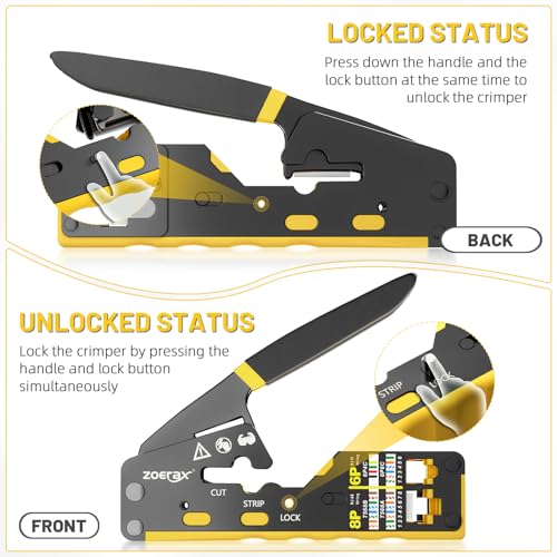 RJ45 Crimping Tool Ethernet Crimp Tool Crimper, Yellow