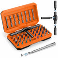 Magnetic Screwdriver Set, 42 in 1 T Handle Ratchet Screwdriver with S2 Steel Multi Bits, Compact Repair Tool Kit with a Magnetic Pickup Tool for DIY, Furniture, Home Daily Repair (Orange) - color: Orange 43