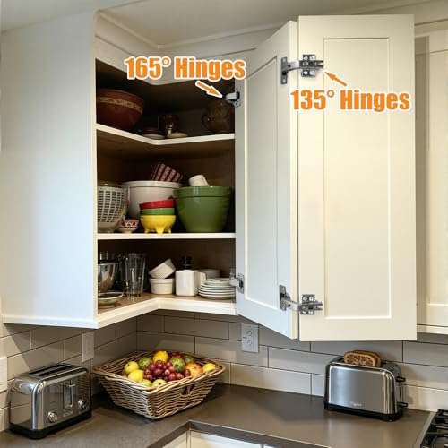 HBL' 165°& 135° Lazy Susan Cabinet Hinges, Two Doors Corner Cabinet Hinges - size: 2 Set