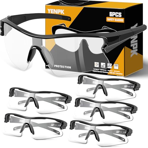 Safety Glasses for Men, Anti Scratch & UV Protection Work Glasses - color: 6 Pack Clear
