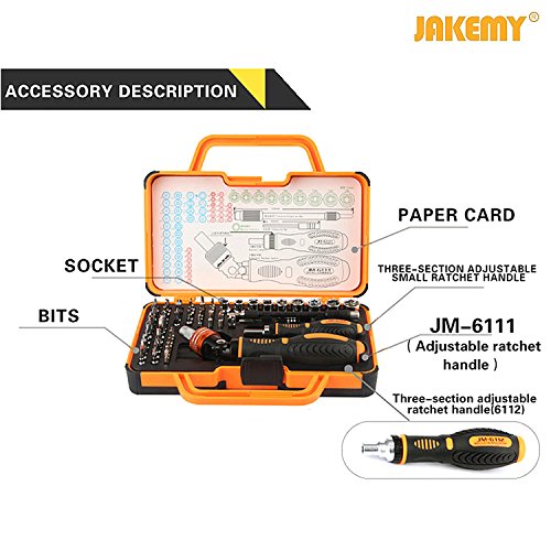 Precision Ratchet Screwdriver Set, JAKEMY 69 in 1 Household Screwdriver Home Repair Tool Kit, Disassemble Magnetic Rotating Ratchet Screwdriver Kit for Furniture/Car/Computer/Electronics Maintenance - color: 6111 - 69 in 1