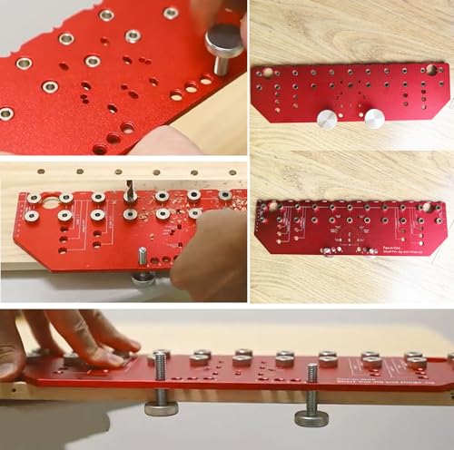 2 in 1 Shelf Pin Hinge Jig,Concealed Hinge Jig Drilling Jig with 35mm Hole Drill Bits,Self Contained Clamping All Metal Cabinet Hardware Tool Drill for Cabinet Door Hinge Hole Positioning (11 Hole) - color: 11 Hole