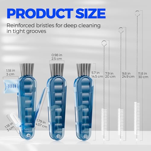 Holikme 6 Pack 4 in 1 Cup Lid Cleaning Brush 3 Straws Bottle Brush,Navy - color: Navy