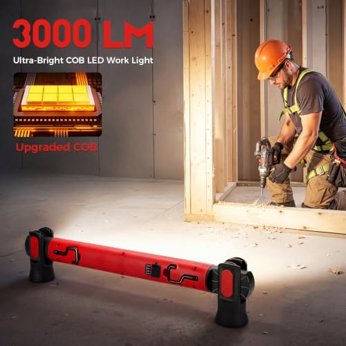 Magnetic Work Light, 3000LM Ultra Bright LED Magnetic Light Bar with Hooks