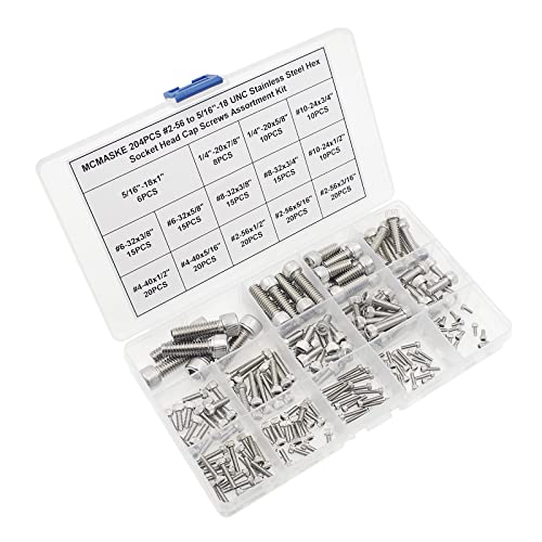 #2-56#4-40#6-32#8-32#10-24 1/4"-20 5/16"-18 UNC 304 Stainless Steel Socket Head Cap Screws Assortment Kit