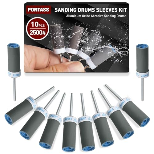 10PCS 2500 Grit Sanding Drums for Rotary Dremel Tool - size: 2500 Grit