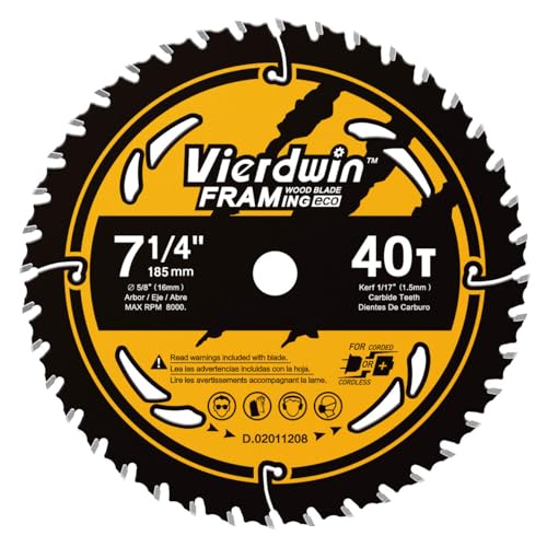 7-1/4" 40T Circular Saw Blade, 5/8" Arbor, 1-Pack for Wood Cutting - size: 7-1/4 40T 1PC