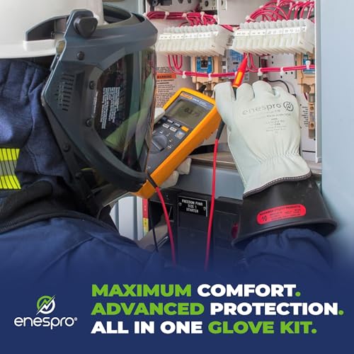 Enespro Class 0 Insulated Electrical Gloves Kit, 1000V AC/1500V DC, Size 11 - color: Black, size: Size 11