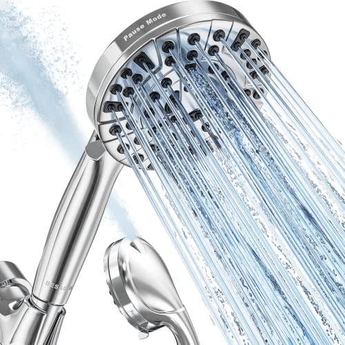 BESAQUO 9 Functions High Pressure Shower Head with Handheld,Built-in Pause Mode&Power Wash,Non-Clogging Nozzles,6ft Hose&Bracket