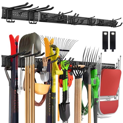 Garage Tool Organizer Wall Mount, 64in Tool Rack, 560LBS Capacity - size: 64" 4 Panels & 12 Hooks