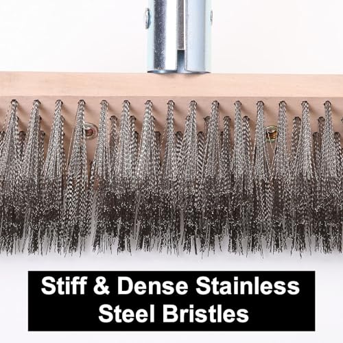 MAXMAN Wire Scrub Brush 2PCS, 63" Stainless Steel, Outdoor Patio Cleaning - size: With 2PCS 8-inch brush head