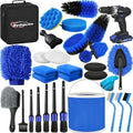 Qydipclin 29Pcs Car Detailing Kit, Car Detailing Brush Set, Car Wash Cleaning Kit, Car Detailing Brushes, Professional Car Care Kit for Interior Exterior Wheels, Blue - size: 29pcs