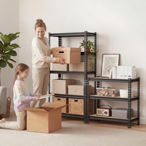 VEVOR Storage Shelves, 5-Tier Adjustable, 2000 lbs Capacity, Heavy Duty Garage Storage Shelving Unit, Metal Utility Rack Shelf, for Kitchen Pantry Basement Bathroom, 32.36" W x 16.34" D x 62.76" H - size: 16.34" D x 32.36" W x 62.76" H