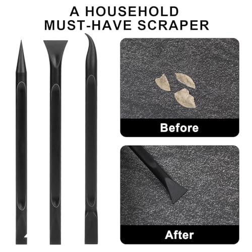 Crevice Cleaning Tool, 9 PCS Carbon Fiber Plastic Scraper Tool Car Detailing Brush Set Non-scratch Multi-purpose Scraper for Clean Small Narrow Spaces and Gaps, Remove Stickers Labels Oil Stains Dirt - color: Black